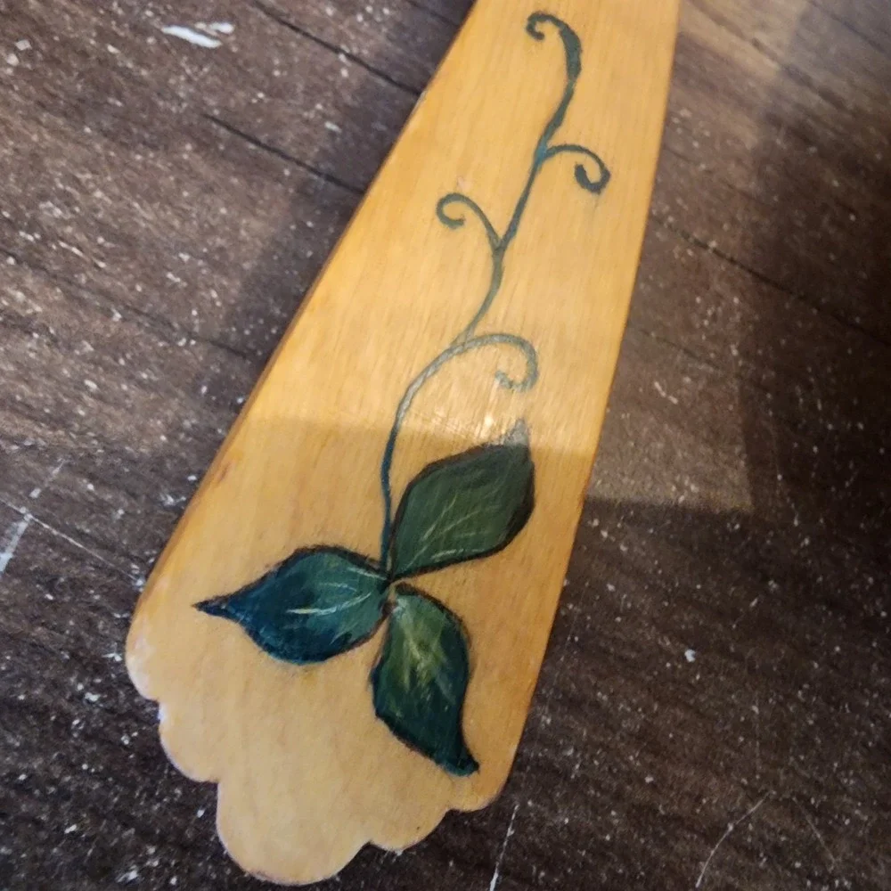 Wooden Serving Bowl w/Spoon Hand Painted‎ Made in Sweden Vintage 1954 7